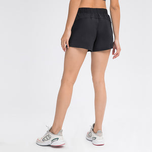 Women's Running Shorts Elastic High Waisted Shorts Pocket Sporty Workout Shorts Quick Dry Athletic Shorts Pants