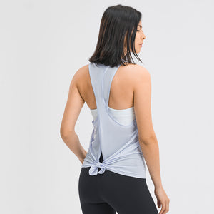 Women's Workout Tank Tops Tie Back High Neck Pima Cotton Yoga Shirts Loose fit Athletic Sports Top