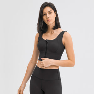 MAYLIFY Sports Bra Zip Front Wireless with Removable Pads Yoga Bra for Workout Fitness