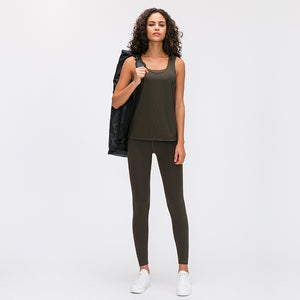 Women's Yoga Sleeveless Sport Tank Tops Workout Vest with bra Sportswear Training Baggy Exercise Gym Fitness Athletic Tee Shirt