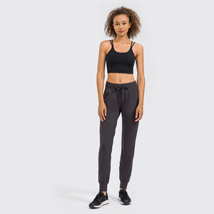 Women Breathable Drawstring Wide Leg Trousers Workout Fitness Slim Fit Side Pockets Sport Pants Jogger Sweatpants