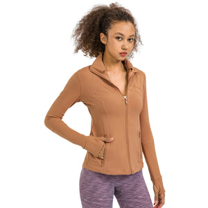 Women's Running Jacket Slim Fit and Cottony-Soft Handfeel Sports Tops with Full Zip Side Pocket