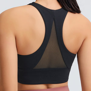 MAYLIFY Women's Built Up Tank Style Sports Bra Comfort Front Close Sport Bra With Mesh back