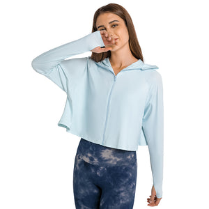 Womens Full Zip Hoodie Running Jacket long sleeve Workout Sports Shirts Yoga Training Tops  Sun Protection with Thumb Holes