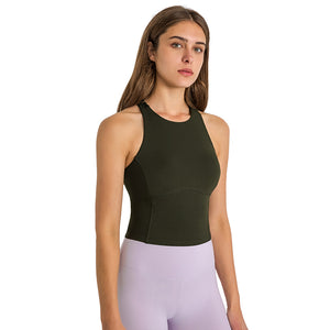 YOGA Cotton Summer Gym Sleeveless Vest Tops for Women Light Elastic Running Crop Top  Crew Neck Yoga Shirt