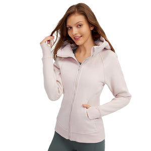 MAYLIFY Women's Running Jacket Hoodie Sports Thick warm Tops with Full Zip Side Pocket