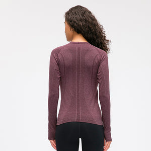 YOGA Women's Seamless Long Sleeve Running Top Gym Sports Workout Casual T-Shirts with Thumb Holes