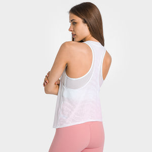 MAYLIFY Women's 2 in 1 Yoga Workout Mesh Shirts Activewear Racerback Sports Tank Tops