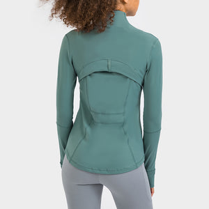 Women's Running Jacket Slim Fit and Cottony-Soft Handfeel Sports Tops with Full Zip Side Pocket
