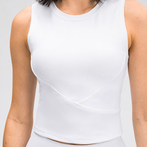 MAYLIFY YOGA Women's High Neck Longline Sports Bra Racerback Crop Top Yoga Tank Top with Built in Bra