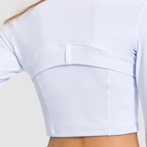 Womens Gym Tops Long Sleeve Sports Fitness Workout Yoga Crop Tops Ladies Running full Zip Breathable Activewear with Thumb Holes
