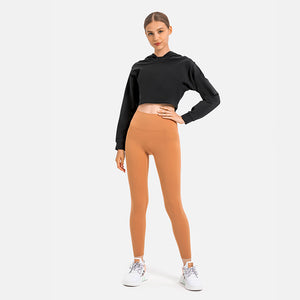 MAYLIFY Women's Hoodie Crop Top Autumn Long Sleeve gym workout Sweatshirt