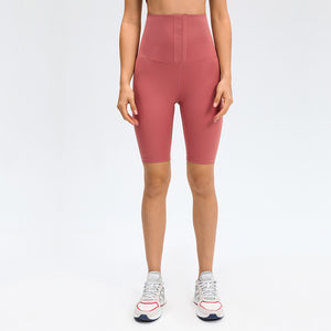 Yoga Pants Ladies High Waist Coated Sports Fitness Shorts Breasted Abdominal Sweat Pants Corset