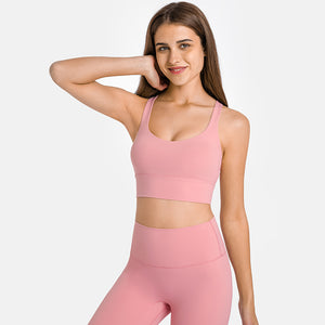 MAYLIFY Strappy Sports Bras-Criss Cross Back Workout Padded Wireless Yoga Bra