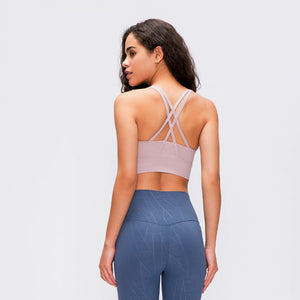 MAYLIFY Strappy Back Wirefree Padded Workout Yoga Sports Bra  shockproof women's bra