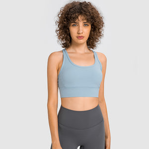 MAYLIFY Sports Bra for Women Criss-Cross Back Padded Strappy Sports Bras Medium Support Yoga Bra with Removable Cups