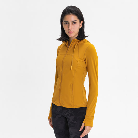 Women's Running Jacket Slim Fit and Cottony-Soft Handfeel Sports Tops with Full Zip Side Pocket with Thumb Hole