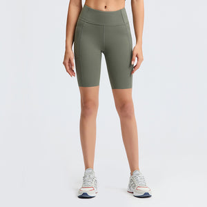 MAYLIFY Workout Running Shorts with Deep Pockets high Waist Yoga Shorts for Women's Tummy Control Fitness Athletic