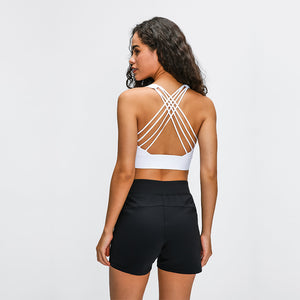 Longline Sports Bra Gym Athletic Fitness Clothing Padded Sexy High Strength Strappy Womens Yoga Bra