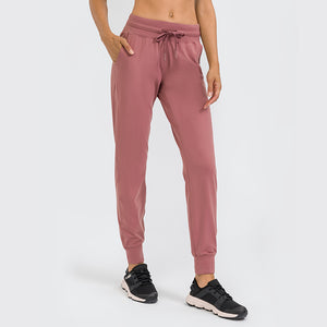 Women Breathable Drawstring Wide Leg Trousers Workout Fitness Slim Fit Side Pockets Sport Pants Jogger Sweatpants