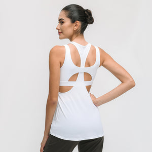 Women's Yoga Sleeveless Sport Tank Tops Workout Vest with bra Sportswear Training Baggy Exercise Gym Fitness Athletic Tee Shirt