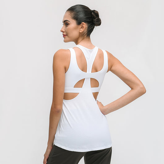 Women's Yoga Sleeveless Sport Tank Tops Workout Vest with bra Sportswear Training Baggy Exercise Gym Fitness Athletic Tee Shirt