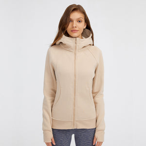 MAYLIFY Women's Running Jacket Hoodie Sports Thick warm Tops with Full Zip Side Pocket