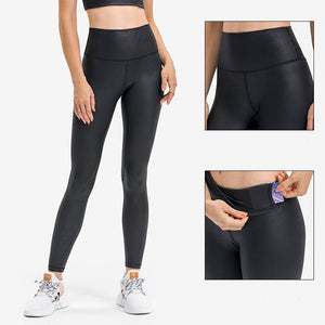 MAYLIFY Women's Fashion Coated Faux Leather Legging High Waist Pants Workout Tights