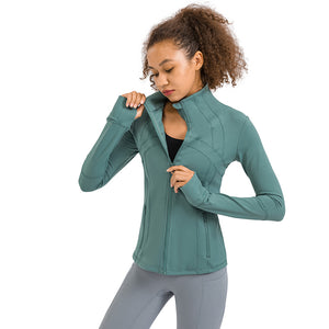 Women's Running Jacket Slim Fit and Cottony-Soft Handfeel Sports Tops with Full Zip Side Pocket