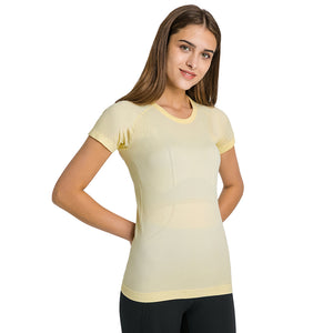 Workout ladies sportswear yoga running sports Seamless shirt yoga t shirt running gym sports fitness lady