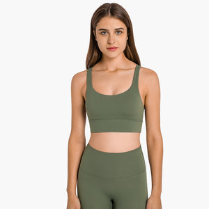 MAYLIFY Fitness Yoga Running Cropped Top Women Sports Wear Gym Solid Tank Tops Athletic Push Up Sports Strappy Bra Tops