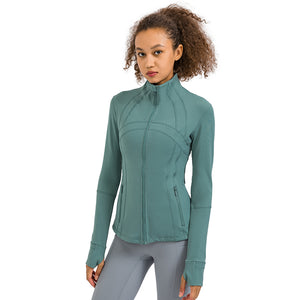 Women's Running Jacket Slim Fit and Cottony-Soft Handfeel Sports Tops with Full Zip Side Pocket