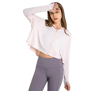 Womens Full Zip Hoodie Running Jacket long sleeve Workout Sports Shirts Yoga Training Tops  Sun Protection with Thumb Holes