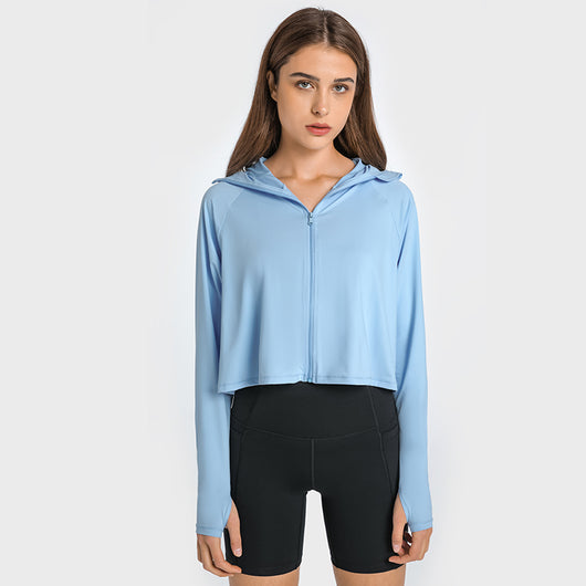 Womens Full Zip Hoodie Running Jacket long sleeve Workout Sports Shirts Yoga Training Tops  Sun Protection with Thumb Holes