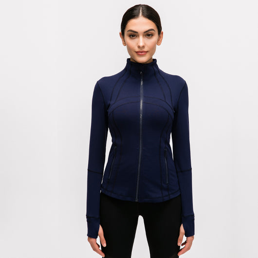 Women's Running Jacket Slim Fit and Cottony-Soft Handfeel Sports Tops with Full Zip Side Pocket
