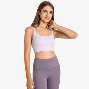 MAYLIFY Fitness Yoga Running Cropped Top Women Sports Wear Gym Solid Tank Tops Athletic Push Up Sports Strappy Bra Tops