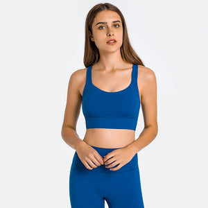 MAYLIFY Fitness Yoga Running Cropped Top Women Sports Wear Gym Solid Tank Tops Athletic Push Up Sports Strappy Bra Tops