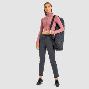 Womens Gym Tops Long Sleeve Sports Fitness Workout Yoga Crop Tops Ladies Running full Zip Breathable Activewear with Thumb Holes