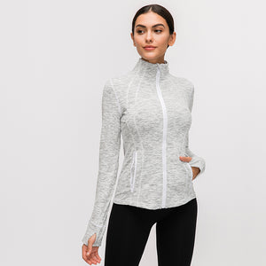Women's Running Jacket Slim Fit and Cottony-Soft Handfeel Sports Tops with Full Zip Side Pocket