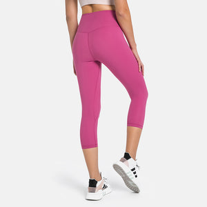 MAYLIFY Breathable Women High Elastic Yoga Pants Tights Quick Dry Sports Solid Color Leggings with Pocket