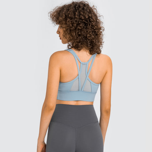 MAYLIFY Sports Bra for Women Criss-Cross Back Padded Strappy Sports Bras Medium Support Yoga Bra with Removable Cups