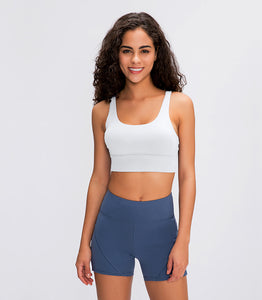MAYLIFY Strappy Back Wirefree Padded Workout Yoga Sports Bra  shockproof women's bra