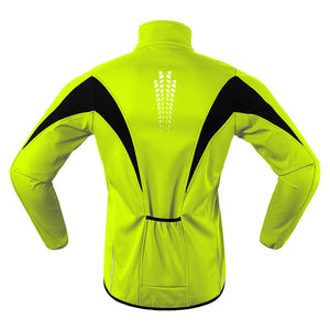 MAYLIFY Mens Cycling Jersey, Windproof Warm Winter Cycle Tops, Long Sleeves Water-Resistant Lightweight Thermal Bike Jacket, Windproof Bicycle Shirt for Riding, and Running
