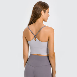 MAYLIFY Sports Bras for Women Criss-Cross Back Padded Workout Tank Tops Medium Support Crop Tops for Women