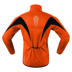 MAYLIFY Mens Cycling Jersey, Windproof Warm Winter Cycle Tops, Long Sleeves Water-Resistant Lightweight Thermal Bike Jacket, Windproof Bicycle Shirt for Riding, and Running