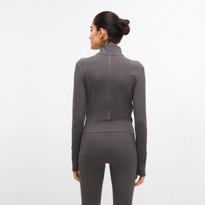 Womens Lightweight Full Zip Running Track Jacket Workout Slim Fit Yoga Sportwear with Thumb Holes