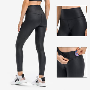 MAYLIFY Women's Fashion Coated Faux Leather Legging High Waist Pants Workout Tights