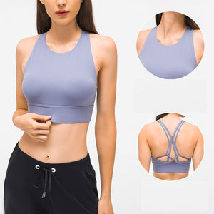 MAYLIFY Sports Bras for Women Cross Back Padded Sports Bra Medium Support Workout Running Yoga Bra