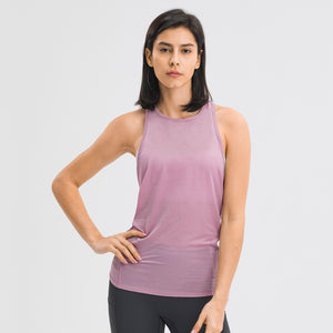 Women's Workout Tank Tops Tie Back High Neck Pima Cotton Yoga Shirts Loose fit Athletic Sports Top