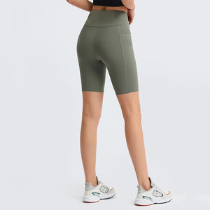 MAYLIFY Workout Running Shorts with Deep Pockets high Waist Yoga Shorts for Women's Tummy Control Fitness Athletic